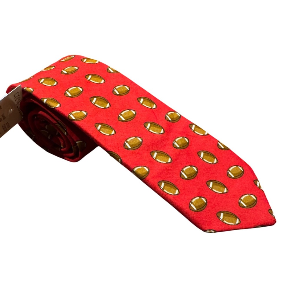 Crewcuts J.Crew Boys Cotton Necktie Red Football Print Kids Tie 42" Long‎